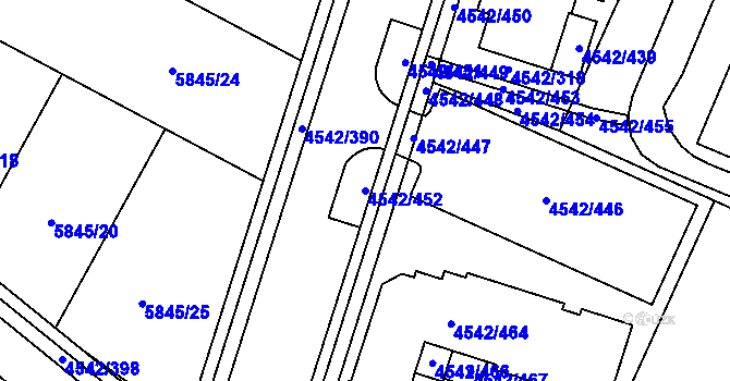 Parcela st. 4542/452 v KÚ Hustopeče u Brna, Katastrální mapa