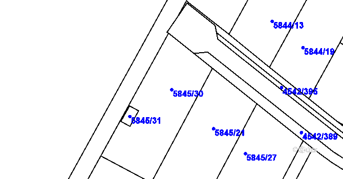 Parcela st. 5845/30 v KÚ Hustopeče u Brna, Katastrální mapa