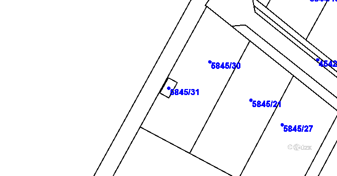 Parcela st. 5845/31 v KÚ Hustopeče u Brna, Katastrální mapa
