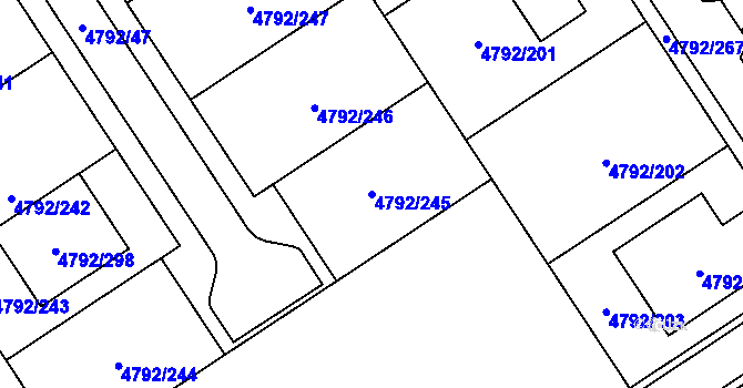 Parcela st. 4792/245 v KÚ Hustopeče u Brna, Katastrální mapa