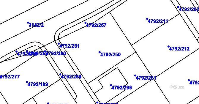 Parcela st. 4792/250 v KÚ Hustopeče u Brna, Katastrální mapa