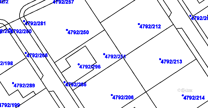 Parcela st. 4792/251 v KÚ Hustopeče u Brna, Katastrální mapa