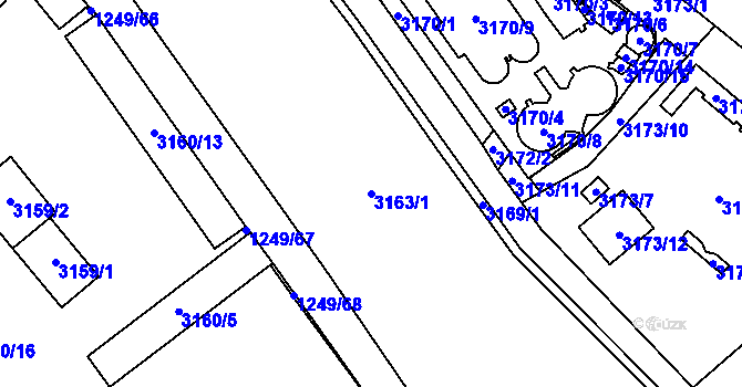 Parcela st. 3163/1 v KÚ Hustopeče u Brna, Katastrální mapa