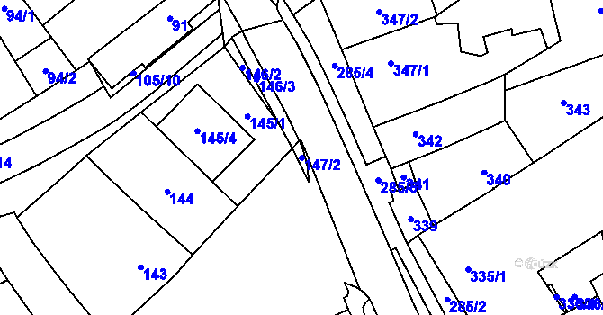 Parcela st. 147/2 v KÚ Hustopeče u Brna, Katastrální mapa