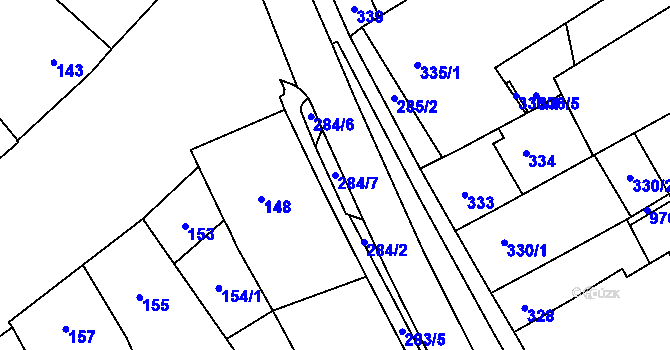 Parcela st. 284/7 v KÚ Hustopeče u Brna, Katastrální mapa