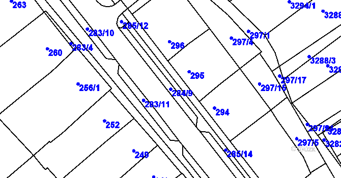 Parcela st. 284/9 v KÚ Hustopeče u Brna, Katastrální mapa