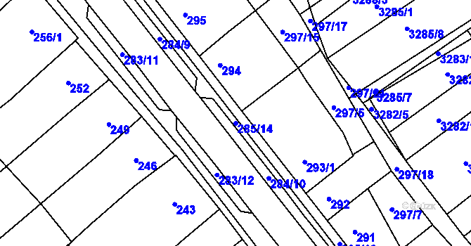 Parcela st. 285/14 v KÚ Hustopeče u Brna, Katastrální mapa