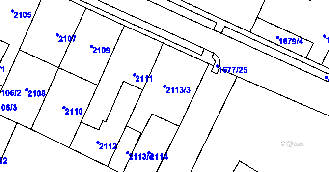 Parcela st. 2113/3 v KÚ Hustopeče u Brna, Katastrální mapa