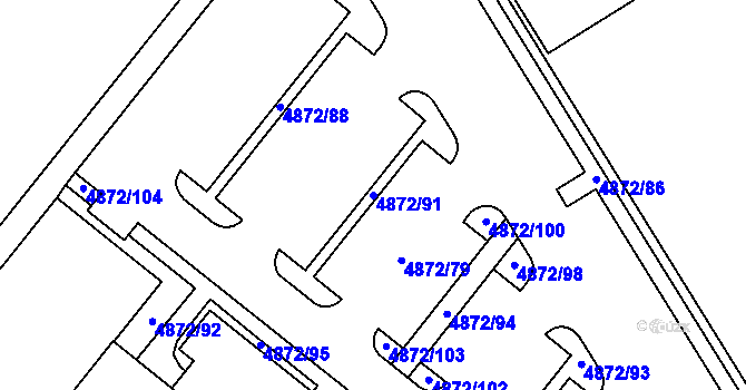 Parcela st. 4872/91 v KÚ Hustopeče u Brna, Katastrální mapa