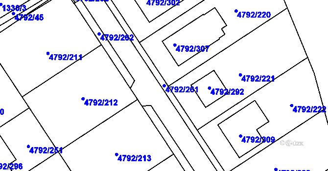 Parcela st. 4792/261 v KÚ Hustopeče u Brna, Katastrální mapa