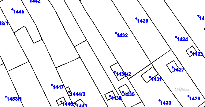 Parcela st. 1436/1 v KÚ Hustopeče u Brna, Katastrální mapa