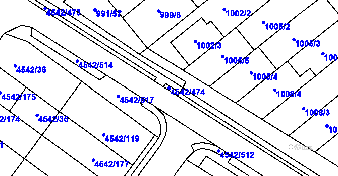 Parcela st. 4542/474 v KÚ Hustopeče u Brna, Katastrální mapa