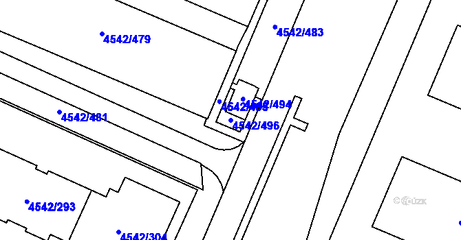 Parcela st. 4542/496 v KÚ Hustopeče u Brna, Katastrální mapa