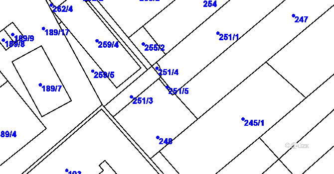 Parcela st. 251/5 v KÚ Hustopeče u Brna, Katastrální mapa
