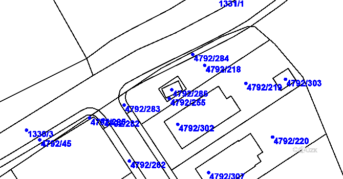Parcela st. 4792/286 v KÚ Hustopeče u Brna, Katastrální mapa