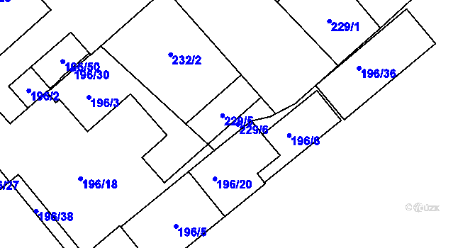 Parcela st. 229/6 v KÚ Hustopeče u Brna, Katastrální mapa