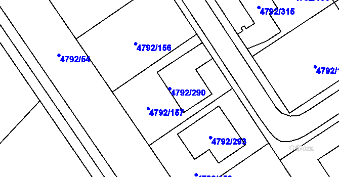 Parcela st. 4792/290 v KÚ Hustopeče u Brna, Katastrální mapa