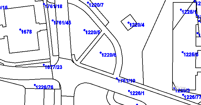 Parcela st. 1220/6 v KÚ Hustopeče u Brna, Katastrální mapa