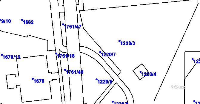 Parcela st. 1220/7 v KÚ Hustopeče u Brna, Katastrální mapa