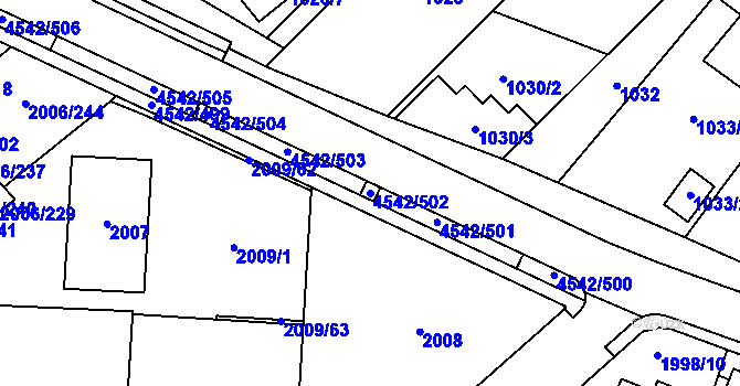 Parcela st. 4542/502 v KÚ Hustopeče u Brna, Katastrální mapa