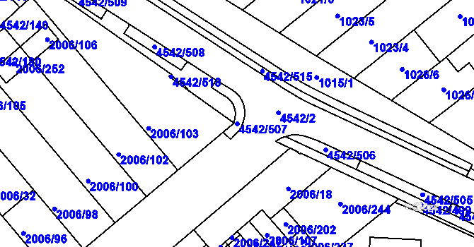 Parcela st. 4542/507 v KÚ Hustopeče u Brna, Katastrální mapa
