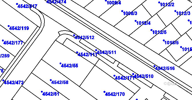 Parcela st. 4542/511 v KÚ Hustopeče u Brna, Katastrální mapa