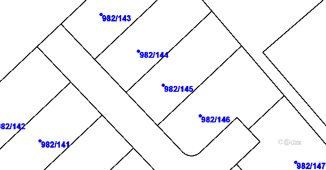 Parcela st. 982/145 v KÚ Hustopeče u Brna, Katastrální mapa