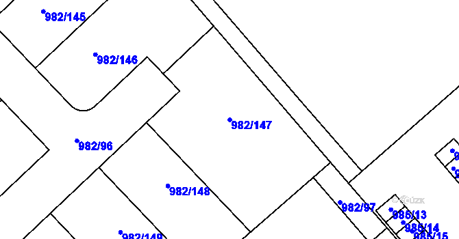 Parcela st. 982/147 v KÚ Hustopeče u Brna, Katastrální mapa