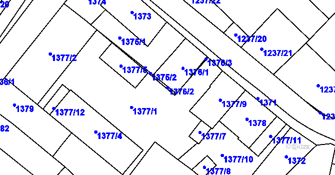 Parcela st. 1376/2 v KÚ Hustopeče u Brna, Katastrální mapa