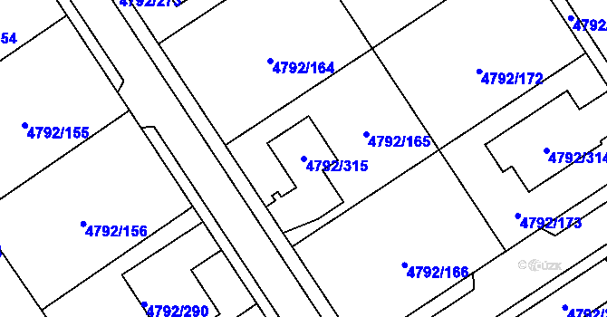 Parcela st. 4792/315 v KÚ Hustopeče u Brna, Katastrální mapa