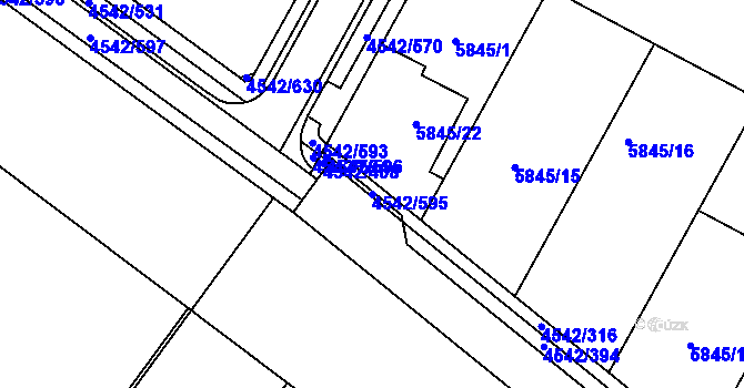 Parcela st. 4542/595 v KÚ Hustopeče u Brna, Katastrální mapa
