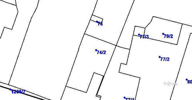 Parcela st. 74/2 v KÚ Hustopeče nad Bečvou, Katastrální mapa