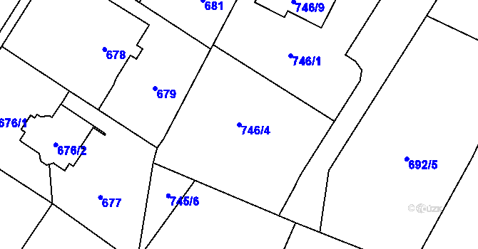 Parcela st. 746/4 v KÚ Hustopeče nad Bečvou, Katastrální mapa