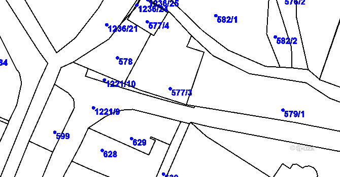 Parcela st. 577/3 v KÚ Hustopeče nad Bečvou, Katastrální mapa