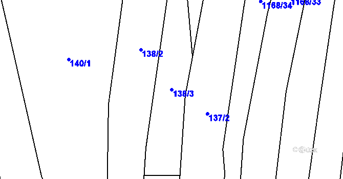 Parcela st. 138/3 v KÚ Hustopeče nad Bečvou, Katastrální mapa