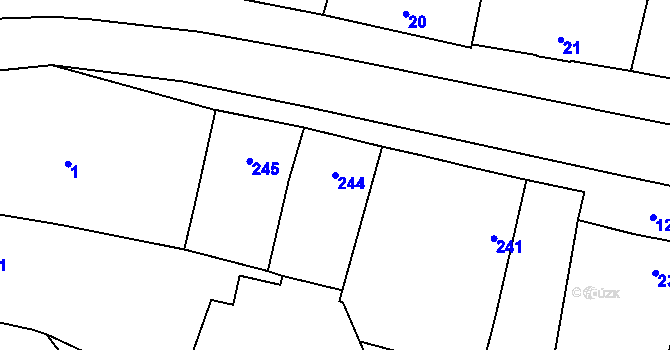 Parcela st. 244 v KÚ Hustopeče nad Bečvou, Katastrální mapa