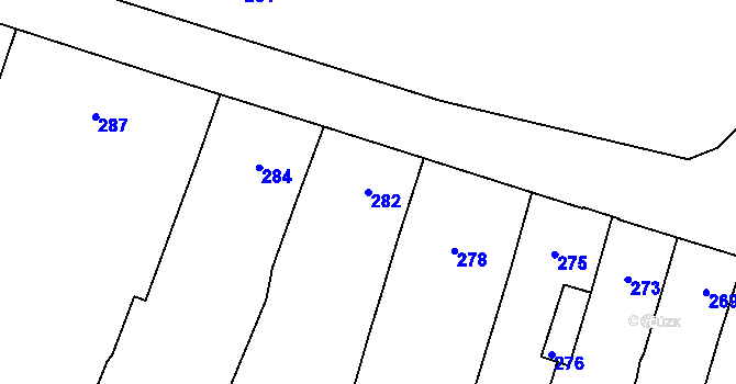 Parcela st. 282 v KÚ Hustopeče nad Bečvou, Katastrální mapa