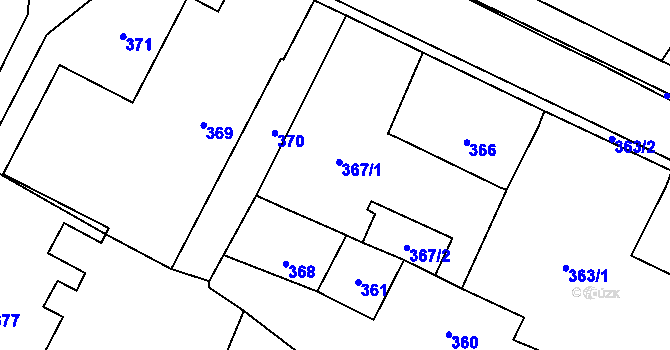 Parcela st. 367 v KÚ Hustopeče nad Bečvou, Katastrální mapa