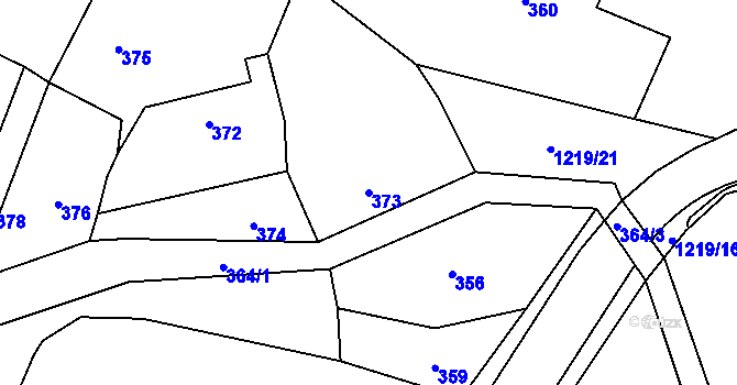 Parcela st. 373 v KÚ Hustopeče nad Bečvou, Katastrální mapa