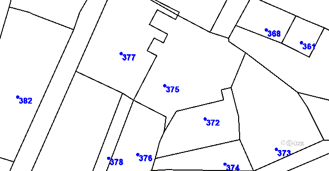 Parcela st. 375 v KÚ Hustopeče nad Bečvou, Katastrální mapa