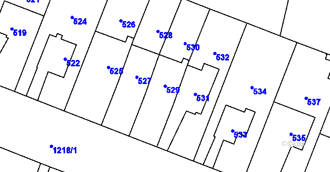 Parcela st. 529 v KÚ Hustopeče nad Bečvou, Katastrální mapa