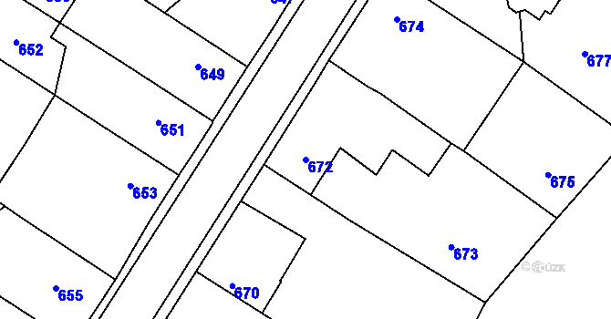 Parcela st. 672 v KÚ Hustopeče nad Bečvou, Katastrální mapa