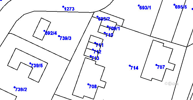 Parcela st. 712 v KÚ Hustopeče nad Bečvou, Katastrální mapa