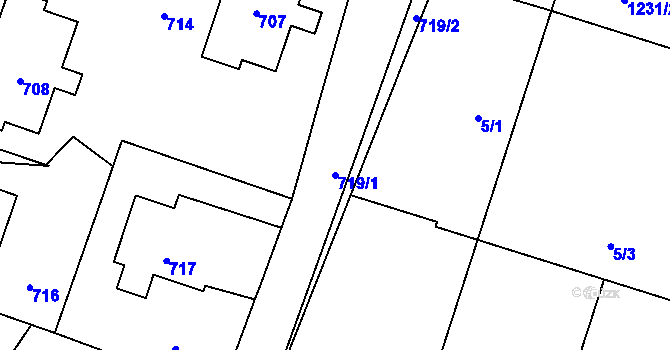 Parcela st. 719/1 v KÚ Hustopeče nad Bečvou, Katastrální mapa