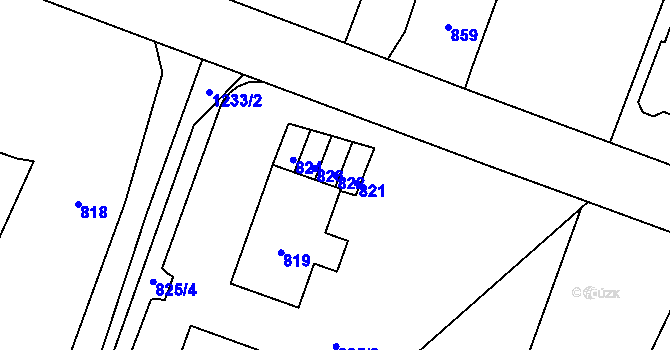Parcela st. 822 v KÚ Hustopeče nad Bečvou, Katastrální mapa