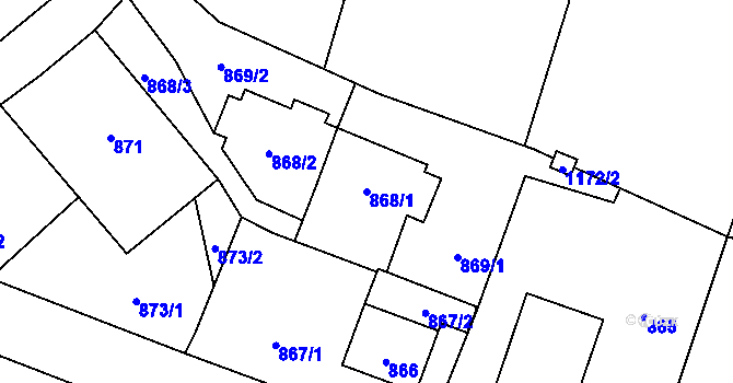 Parcela st. 868/1 v KÚ Hustopeče nad Bečvou, Katastrální mapa