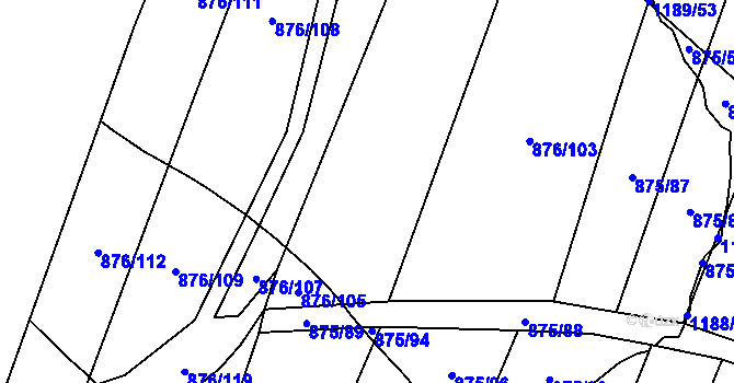 Parcela st. 875/60 v KÚ Hustopeče nad Bečvou, Katastrální mapa