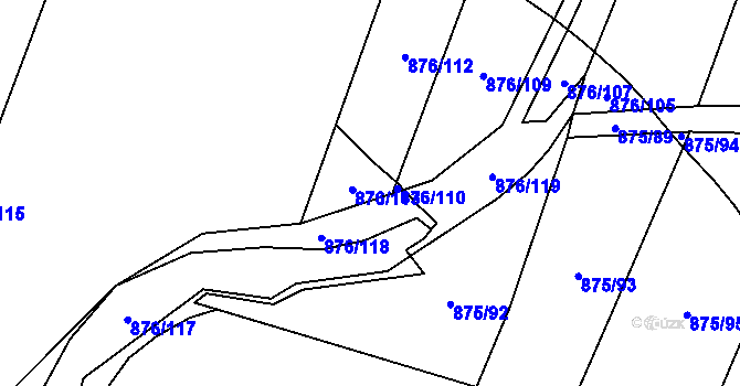 Parcela st. 875/63 v KÚ Hustopeče nad Bečvou, Katastrální mapa