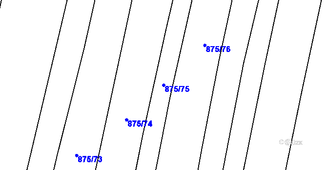 Parcela st. 875/75 v KÚ Hustopeče nad Bečvou, Katastrální mapa