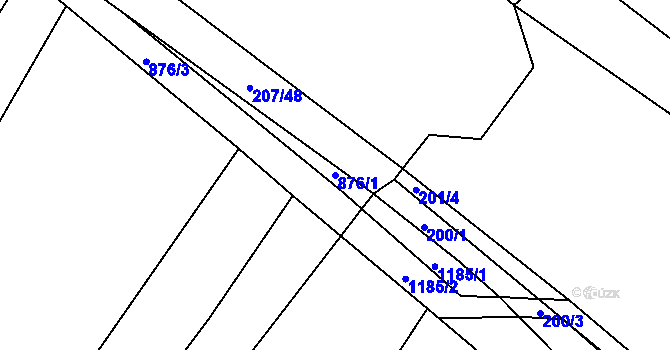 Parcela st. 876/1 v KÚ Hustopeče nad Bečvou, Katastrální mapa